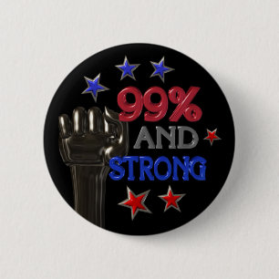 el 99% y botón fuerte del pinback de la protesta