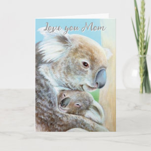 "El abrazo de Koala" tarjeta de arte fina del día