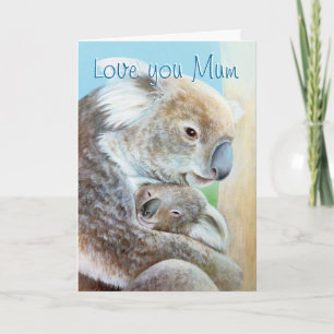 "El abrazo de Koala" tarjeta de arte fina del día