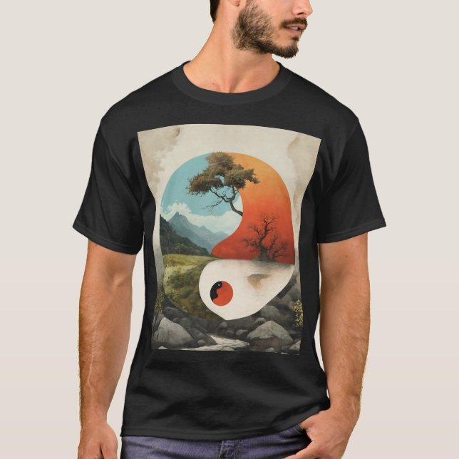 "El abrazo de la armonía: camiseta de surrealismo  (Anverso)