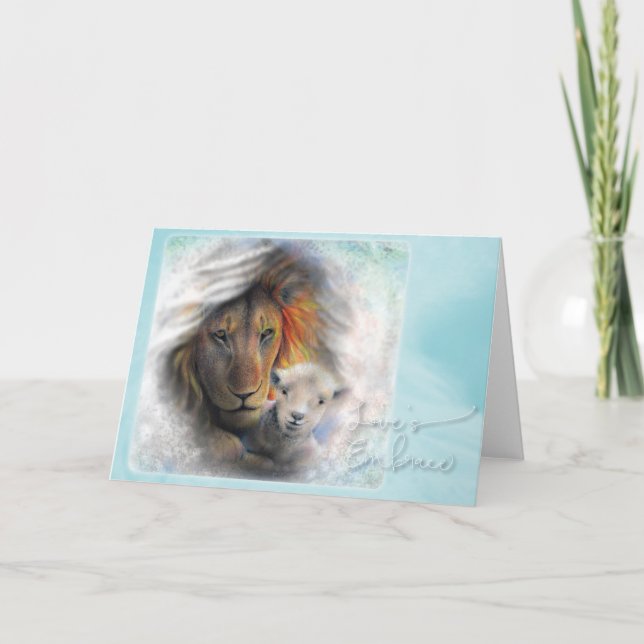 "El abrazo del amor", tarjeta de felicitación dobl (Anverso)