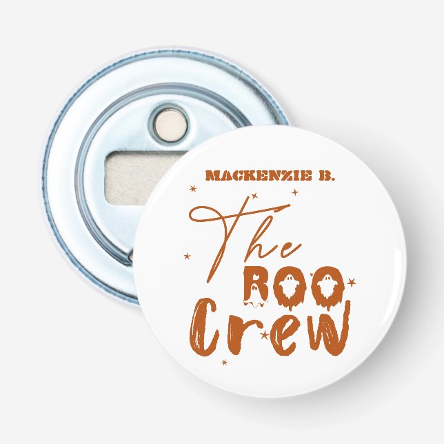 El abrebotellas de botón de Boo Crew de Halloween (Anverso)