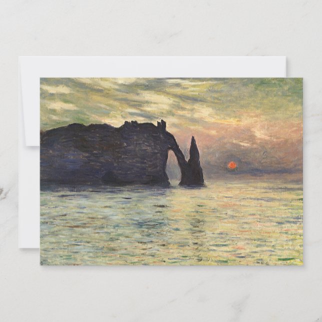 El acantilado Etretat, puesta de sol por Claude Mo (Anverso)
