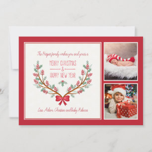 El acebo ramifica tarjeta del día de fiesta de 2