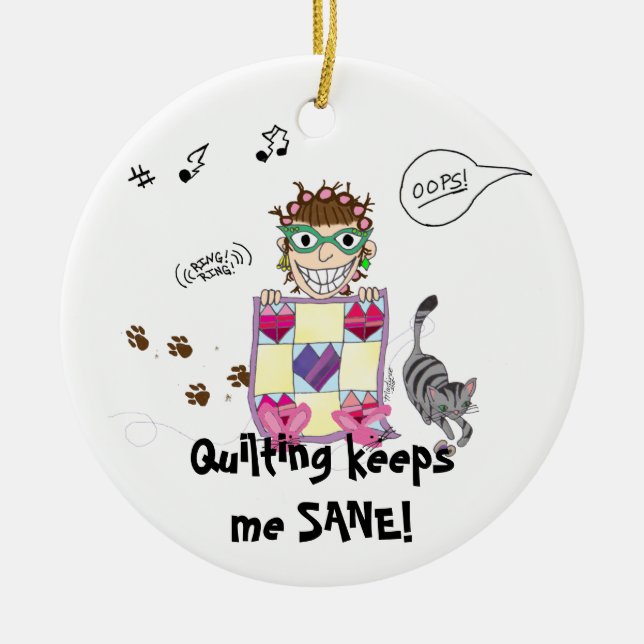 ¡El acolchar me mantiene SANO! Ornamento (Frente)