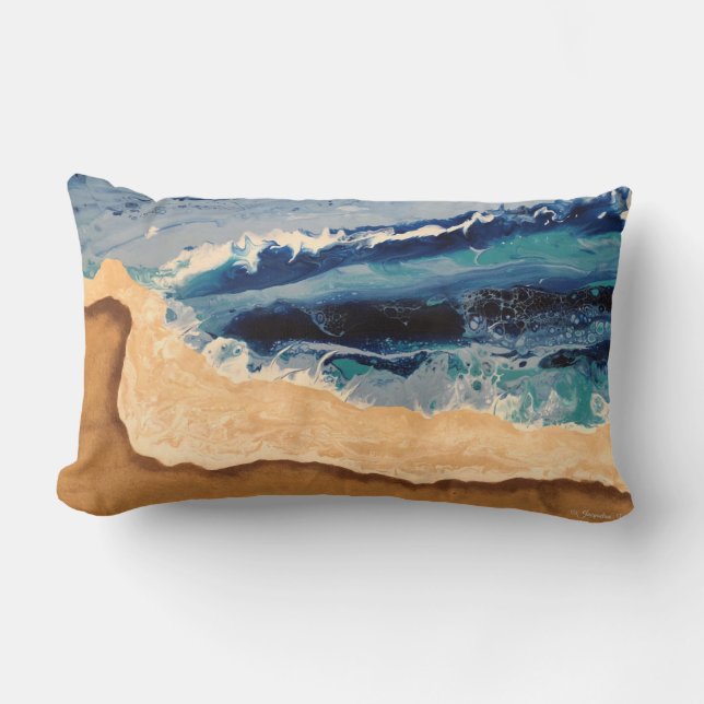 El acrílico de la playa vierte la almohada del (Anverso)