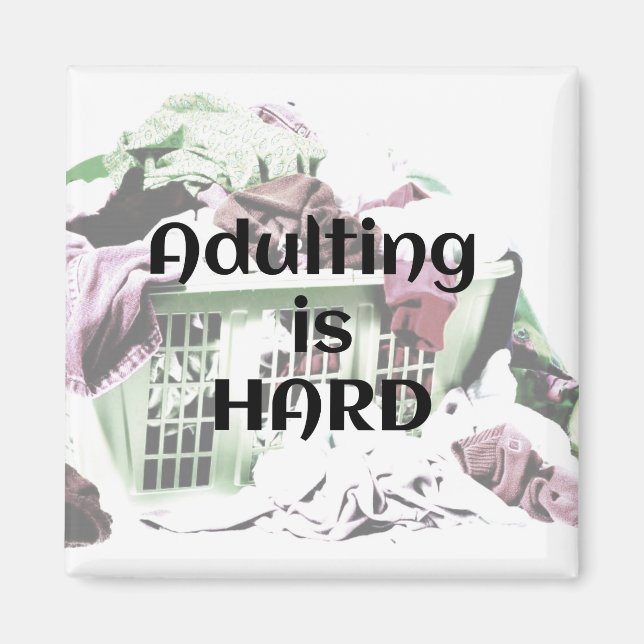 El adulto es HARD con imán de cesta de lavandería (Frente)