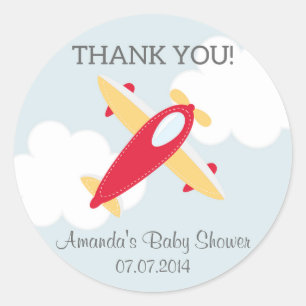 El aeroplano Baby Shower le agradece los pegatinas