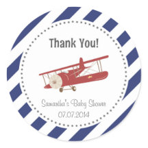 El aeroplano Baby Shower le agradece pegatina