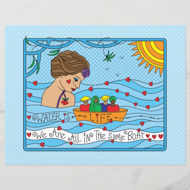 El agua es hoja de papel plana de 11" x 8,5" (Anverso)