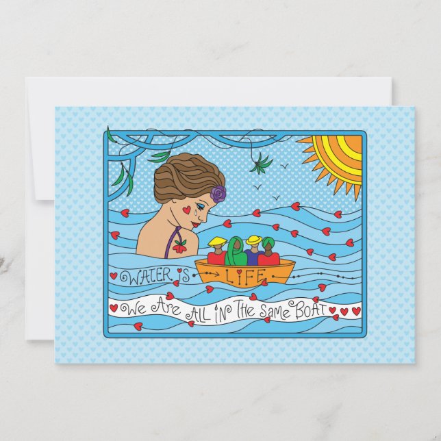 El agua es una tarjeta plana de 7" x 5" (Anverso)