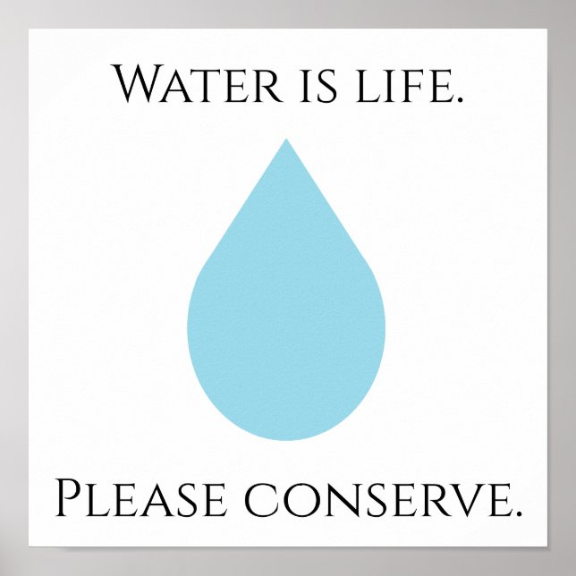 El agua es vida. Por favor, conserven. Póster (Frente)