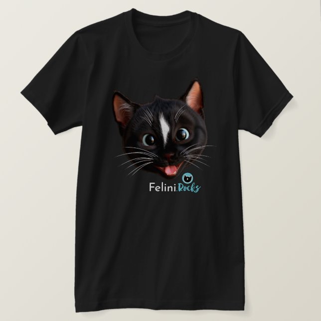 El alegre gato de Felini sonríe camiseta (Anverso del diseño)