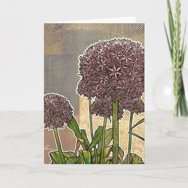 El allium florece las tarjetas de felicitación (Anverso)