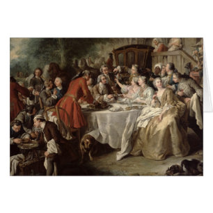 El almuerzo de la caza, detalle de los comensales,