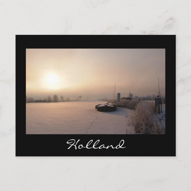 El amanecer de invierno en la postal negra de los  (Anverso)