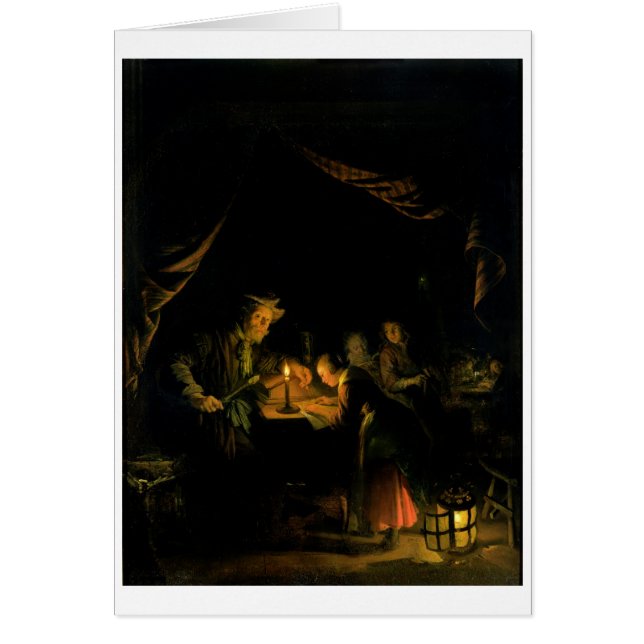 El amo de la escuela, 1660-65 (aceite en el panel) (Frente)