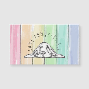 el amor conquista todo perro arcoíris basset hound