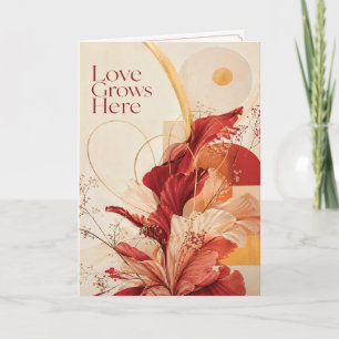 El amor crece aquí Floral elegante tarjeta de salu