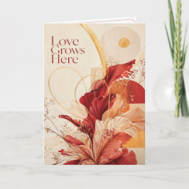 El amor crece aquí tarjeta de felicitación floral 