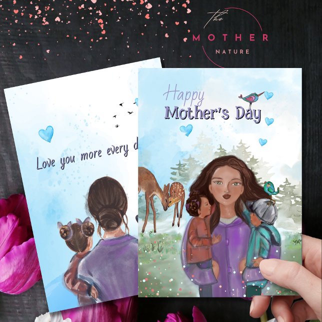 El amor de la madre - Tarjeta del día de la madre  (Mother’s Love – Woodland Mother's Day Card)