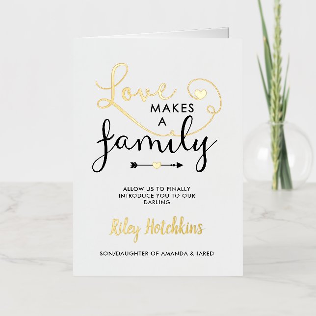 El amor de oro hace una Invitación de adopción fam (Anverso)