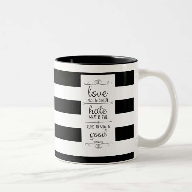 el amor debe ser sincera biblia verso taza de café (Derecha)