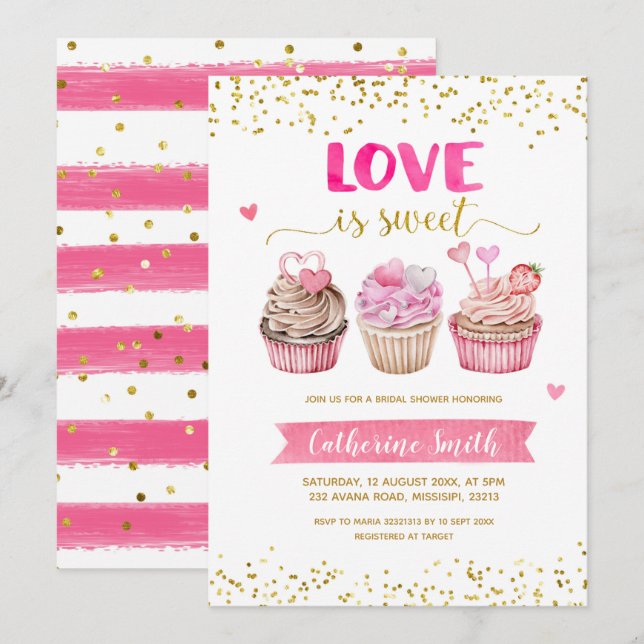 El amor del pastel es la invitación a la ducha de  (Anverso / Reverso)