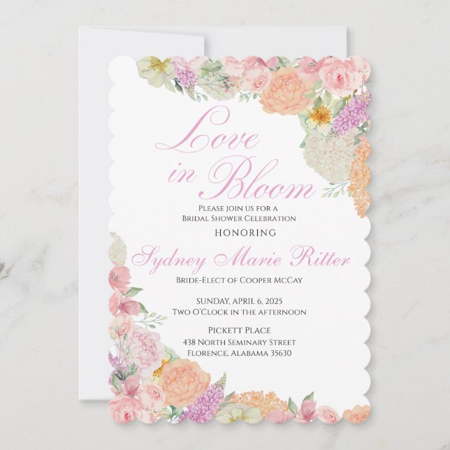 El amor elegante en la invitación a la ducha de no (Anverso)