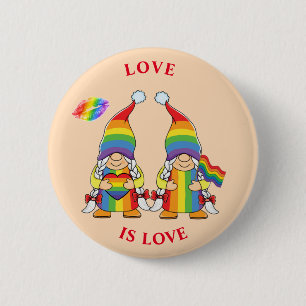 EL AMOR ES AMOR - Dos Gnomos Niña Arcoíris Botón
