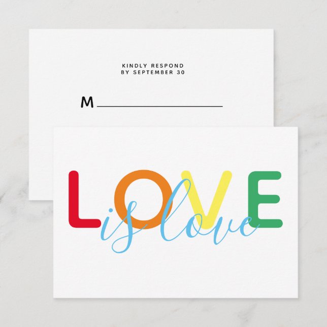 El amor es amor la boda gay arcoiris RSVP (Anverso / Reverso)