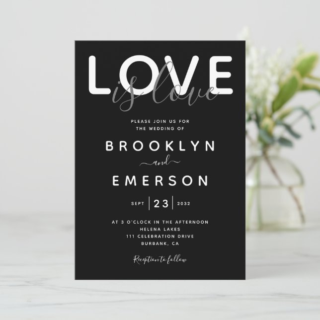 El amor es amor la invitación a la boda gay blanca (Anverso de pie)