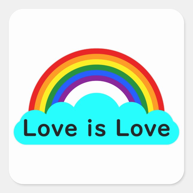 El amor es amor - Pegatina cuadrada arcoíris LGBT (Anverso)