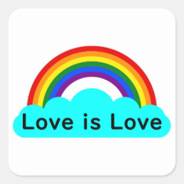 El amor es amor - Pegatina cuadrada arcoíris LGBT