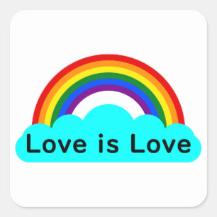 El amor es amor - Pegatina cuadrada arcoíris LGBT