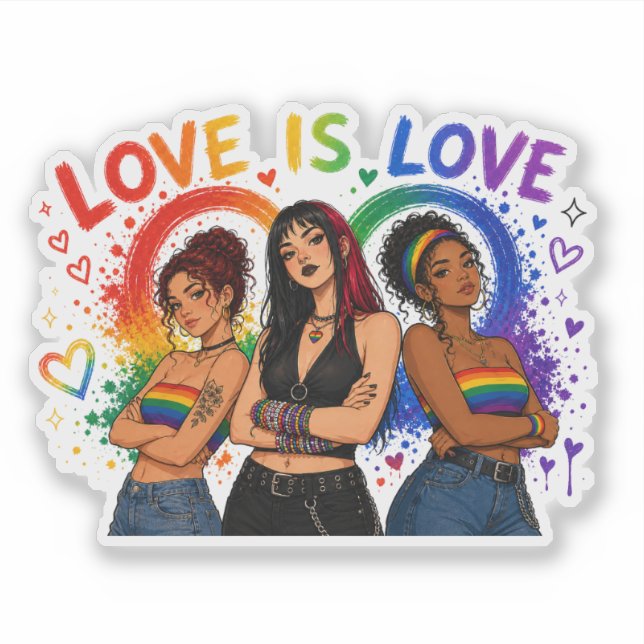 El Amor Es Amor Pegatina del Orgullo (Anverso)