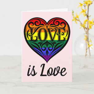 El amor es amor Tarjeta cardíaca arco iris LGBTQ