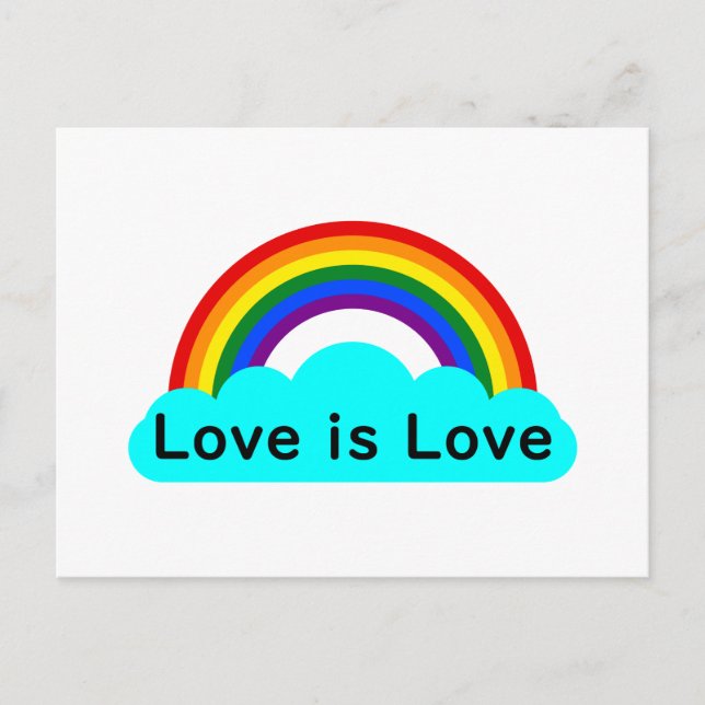 El amor es amor - Tarjeta postal arcoíris LGBT (Anverso)