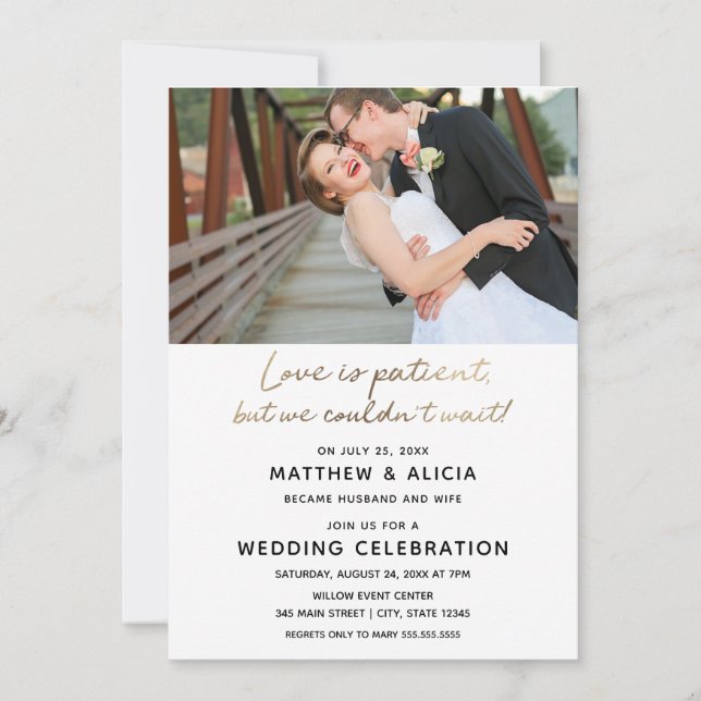 El amor es Boda paciente Invitación Recepción (Anverso)