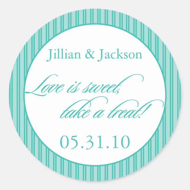 El amor es dulce Pegatina en Aqua (Anverso)