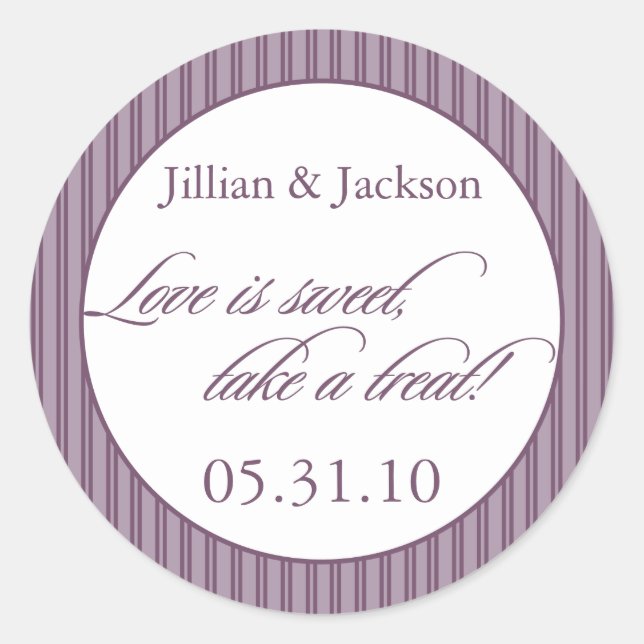 El amor es dulce Pegatina en morado (Anverso)