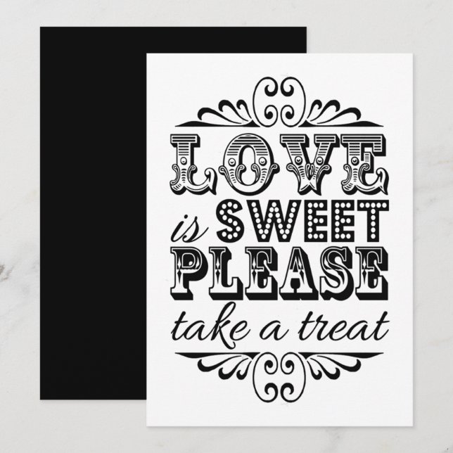 El amor es dulce - Rótulo Boda blanco y negro (Anverso / Reverso)