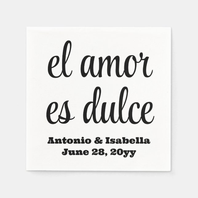 El amor es dulce servilleta de papel para recepció (Anverso)