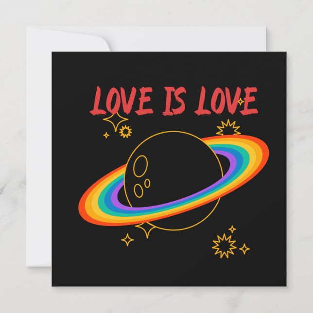 El amor es el amor. Planeta arcoiris. Tarjeta LGBT (Anverso)