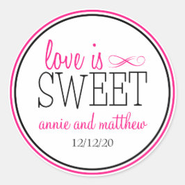 El amor es etiquetas dulces (rosa caliente / negro