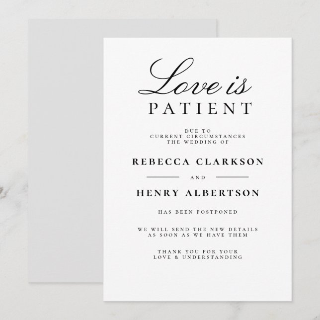 El amor es Invitación de pacientes negros y blanco (Anverso / Reverso)