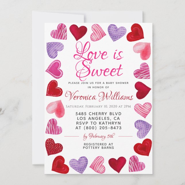 El amor es la invitación a Baby Shower de Sweet Va (Anverso)