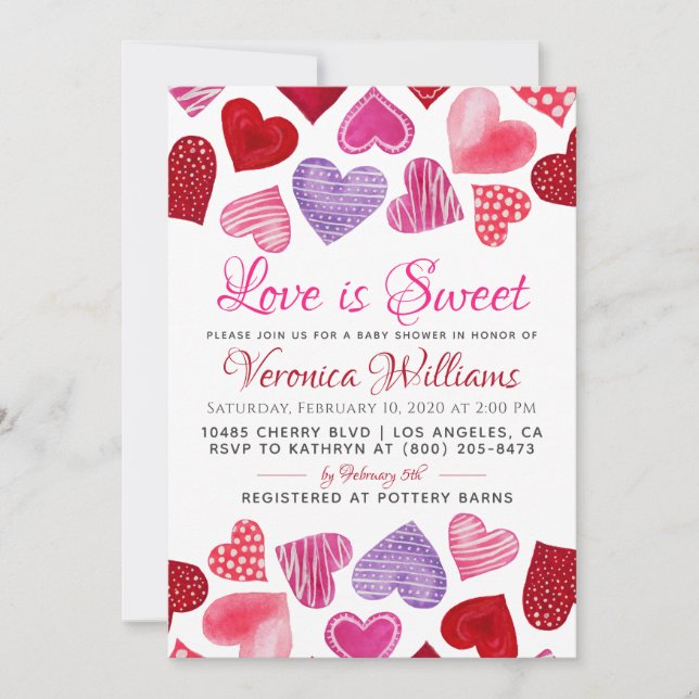 El amor es la invitación a Baby Shower de Sweet Va (Anverso)