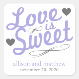 El amor es las etiquetas dulces y antiguas (morado