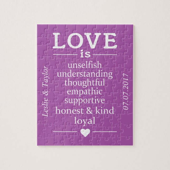 El amor es… nombres, fecha y rompecabezas de (Vertical)